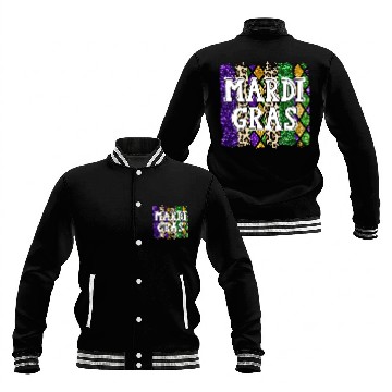 Discover Mardi Gras Beads design - Mardi Gras Fat Tuesday Baseball Jackets