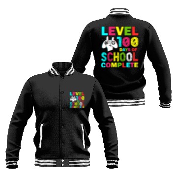 Discover Level 100 Days Of School Complete Kid Gamer Baseball Jackets