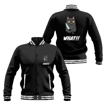 Discover Cat What? Funny Cat Baseball Jackets,Murderous Cat With Knife