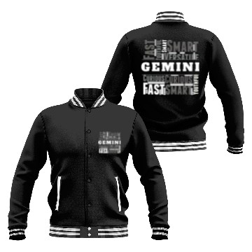 Discover Gemini Zodiac Star Sign Word Cloud Square Monochro Baseball Jackets