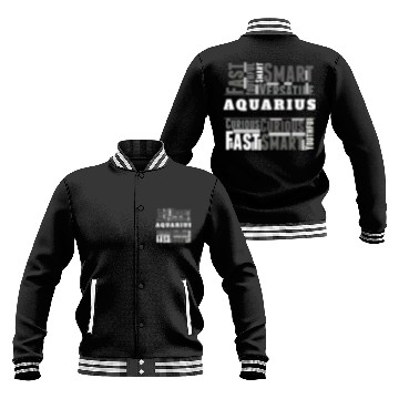 Discover Aquarius Zodiac Star Sign Word Cloud Square Monoch Baseball Jackets