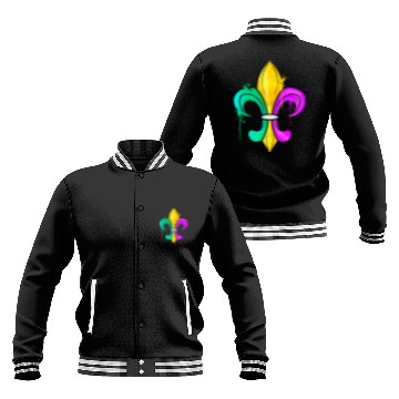 Discover Green, Golden and Purple Fleur De Lis Baseball Jackets