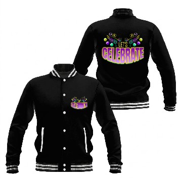 Discover Lettering Let's Celebrate For Mardi Gras Baseball Jackets