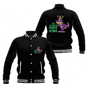 Discover Mardi Gras Carnival T-rex Dinosaur Party King Baseball Jackets