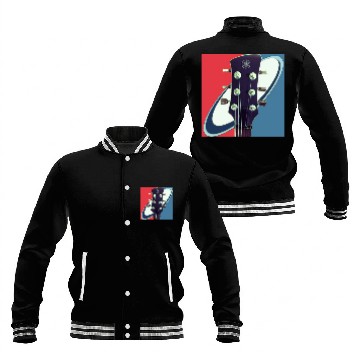Discover Red White Blue Rock and Roll Themed Guitar Baseball Jackets