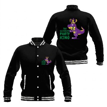 Discover Mardi Gras Carnival T-rex Dinosaur Party King Baseball Jackets