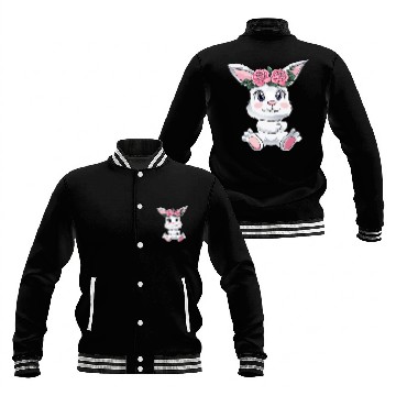 Discover Easter Bunny Cute bunny Flowers Eggs Baseball Jackets