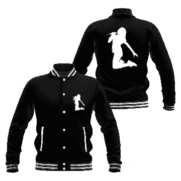 Discover guitar player girl silhouette Baseball Jackets