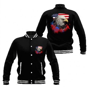 Discover Bald Eagle Patriotic American Bird US Flag Baseball Jackets