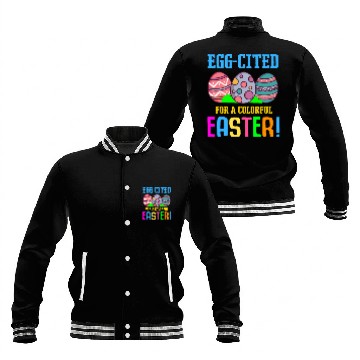 Discover Easter Colorful Egg Dye Rabbit Egg Hunt Baseball Jackets