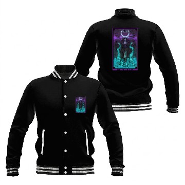 Discover The Goddess Morrigan in Death Tarot Card Baseball Jackets