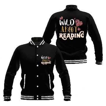 Discover Wild About Reading Leopard Print Book Lover Baseball Jackets