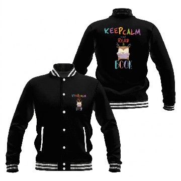 Discover Keep calm and read a book a deer reading a book Baseball Jackets