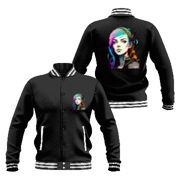 Discover A Digital Diva Stunning Cyberpunk Beautiful Girl Baseball Jackets