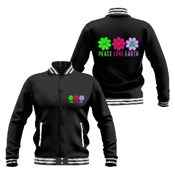 Discover Peace Love Earth, Peace Love People Earth Day Baseball Jackets