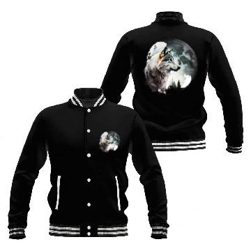 Discover Wolf Moonlight Forest Wild Werewolf Watercolor 1 Baseball Jackets