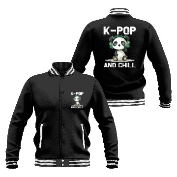 Discover Kpop And Chill Panda Headphones Korean Music Lover Baseball Jackets