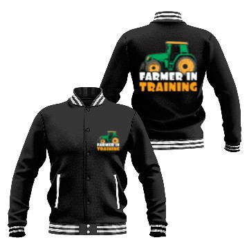 Discover Farmer In Training Tractor Truck Rancher Farm Baseball Jackets