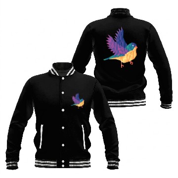 Discover Polygon Shape Multi Colored Bird Pattern Nature Baseball Jackets