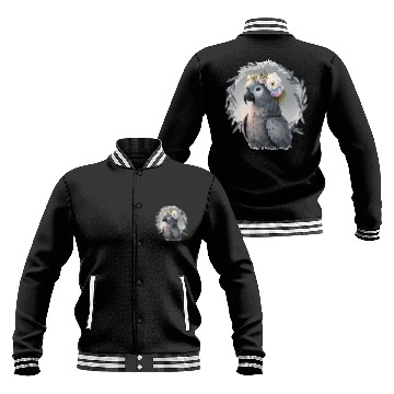 Discover Artistic African Gray Parrot Bird Flower Crown Pet Baseball Jackets
