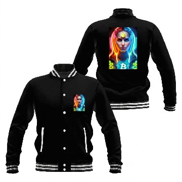 Discover Bitcoin Woman Baseball Jackets