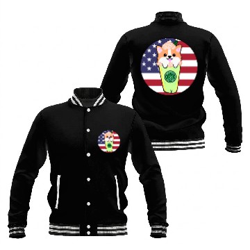 Discover Corgi Puppuccino USA Baseball Jackets
