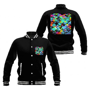 Discover ABSTRACT PAINTING basecolor WATERBASE cube BLACK Baseball Jackets