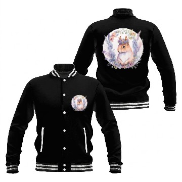Discover Cute Squirrel Flower Crown Animal Lovers Baseball Jackets