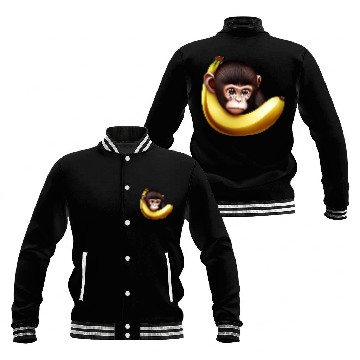 Discover Monkey hide and seek banana Baseball Jackets