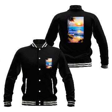 Discover A sunrise with a seaside view-2 Baseball Jackets