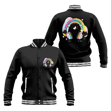 Discover Headphones Dj Music Lover Edm Festival Baseball Jackets