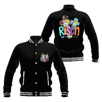 Discover Happy Easter For Christian Mom He Is Risen Leopard Baseball Jackets