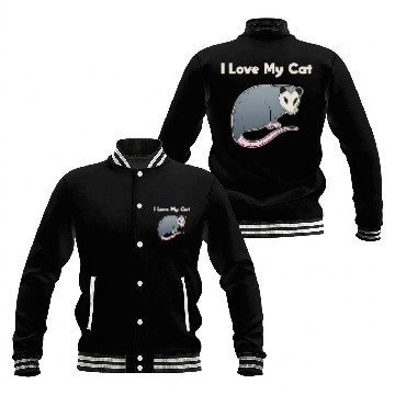 Discover I Love My Cat Opossum Baseball Jackets