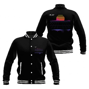 Discover Outrun Synthwave Retrowave Wave Sunset Aesthetic Baseball Jackets