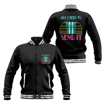 Discover Retro Neon Send It Skiing Freestyle Skiers Ski Baseball Jackets