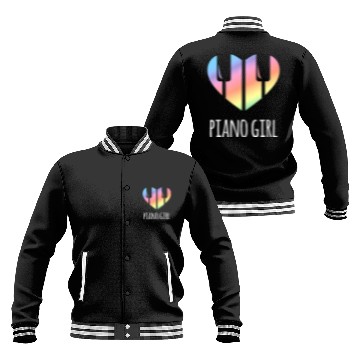 Discover Piano Girl with Rainbow Heart Baseball Jackets