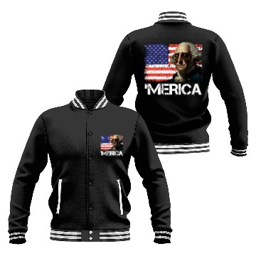 Discover Merica George Washington Independence Day USA Baseball Jackets