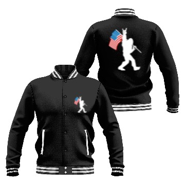 Discover Bigfoot Rock And Roll Usa Flag For Sasquatch Belie Baseball Jackets