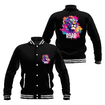 Discover Roar Baseball Jackets: Lion Synthwave Graffiti Kids Baseball Jackets