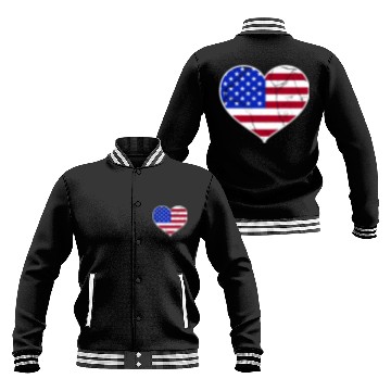 Discover Love America Flag Independence Day USA Patriots Baseball Jackets
