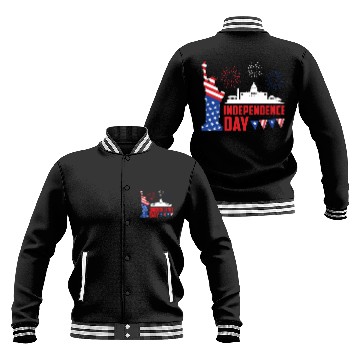 Discover Independence Day Statue of Loverty America Party Baseball Jackets