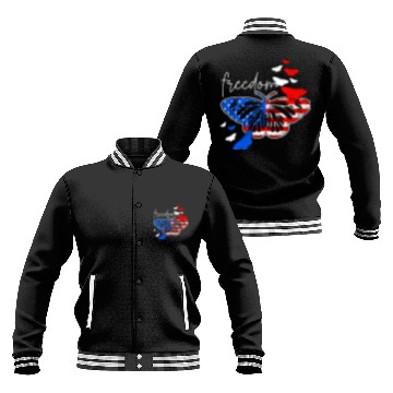 Discover American Freedom Independence Day Butterfly Baseball Jackets