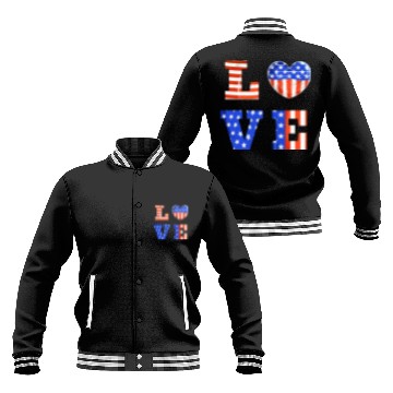 Discover LOVE America Independence Day USA Patriots Baseball Jackets