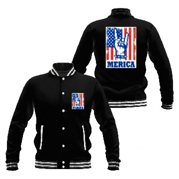 Discover Merica Rock Usa Flag July 4th Baseball Jackets