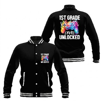 Discover 1ST Grade Level Unlocked Back to School Video Game Baseball Jackets