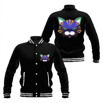 Discover Colorful Cat Face Baseball Jackets
