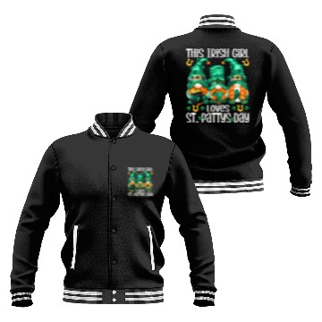 Discover Three Gnomes Holding Shamrock This Loves St Pattys Baseball Jackets
