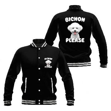 Discover Bichon Please Bichon Frise Dog Lover Funny Pun Baseball Jackets