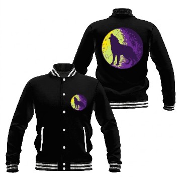 Discover Howling wolf in the moon cool Baseball Jackets