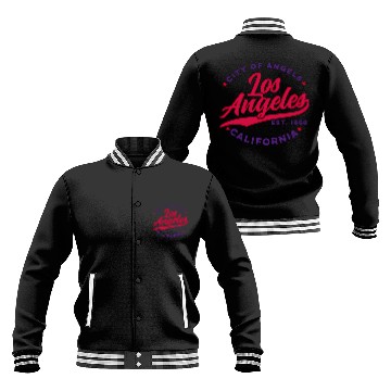Discover Los Angeles City Of Angels California Red Text Baseball Jackets
